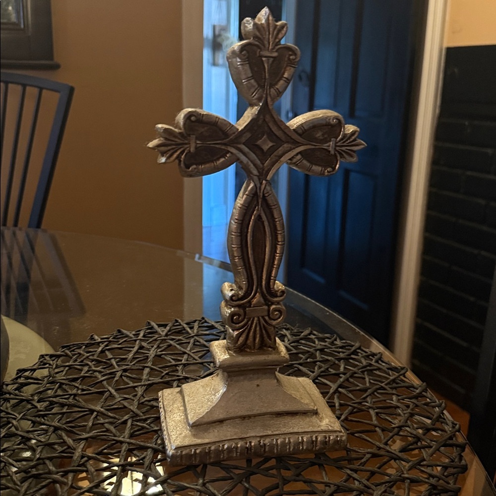 Decorative Silver Cross Statue